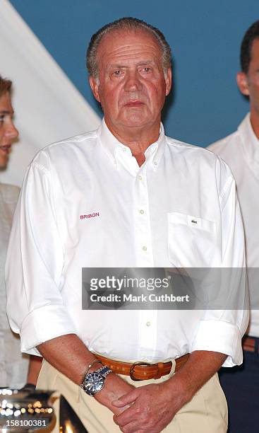 King Juan Carlos Of Spain Attends The Prizegiving Ceremony For The 2003 Copa Del Rey Regatta In Palma De Mallorca. .