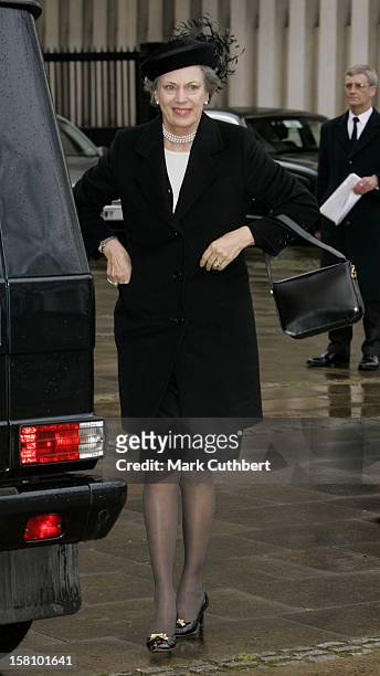 Princess Benedikte Of Denmark Attends A Memorial Service For Lord Lichfield At Wellington Barracks, London. .