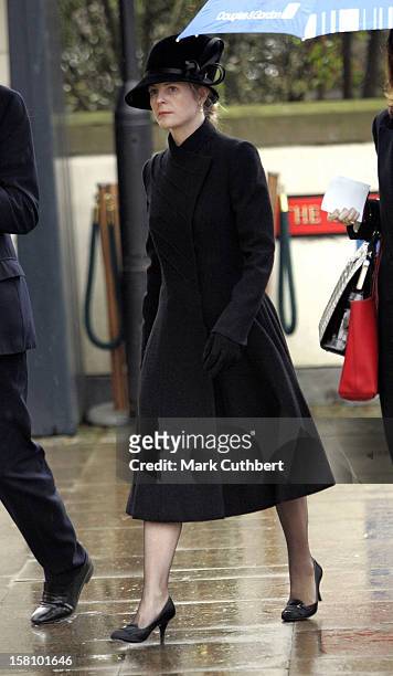 Viscountess Linley Attends A Memorial Service For Lord Lichfield At Wellington Barracks, London. .