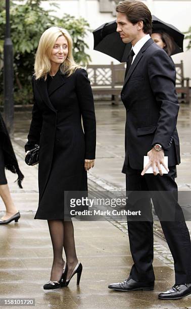 Crown Prince Pavlos & Crown Princess Marie-Chantal Of Greece Attend A Memorial Service For Lord Lichfield At Wellington Barracks, London. .