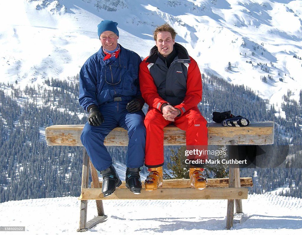 The Prince Of Wales & Prince William In Klosters