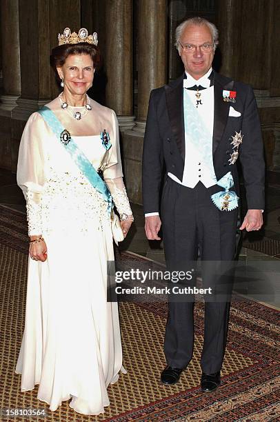 King Carl Gustav & Queen Silvia Of Sweden Attend The Representationsmiddag Dinner At The Royal Palace In Stockholm. .