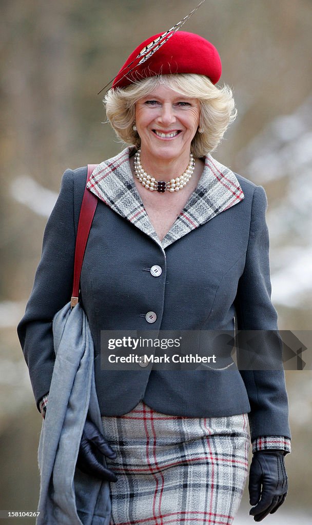 The Prince Of Wales & Duchess Of Cornwall Attend A Service At Crathie Church On Their Wedding Anniversary