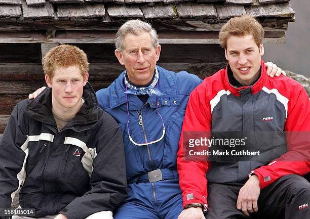 The Prince Of Wales, Prince William & Prince Harry Attend A Photocall In Klosters, Switzerland. .