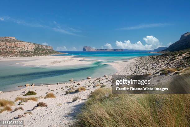 greece. tropical beach and lagoon in crete. - balos lagoon stock pictures, royalty-free photos & images