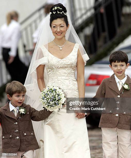 Prince'S Nikolai & Felix Of Denmark Attend The Wedding Of Princess Alexandra Of Denmark & Martin Jorgensen At Egede Church In Fakse Near Copengagen. .