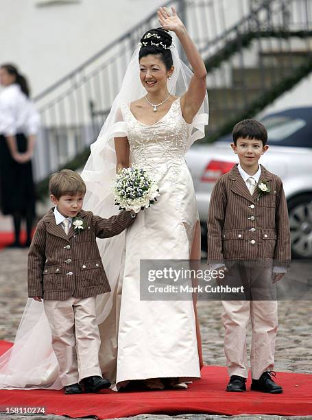 Prince'S Nikolai & Felix Of Denmark Attend The Wedding Of Princess Alexandra Of Denmark & Martin Jorgensen At Egede Church In Fakse Near Copengagen. .