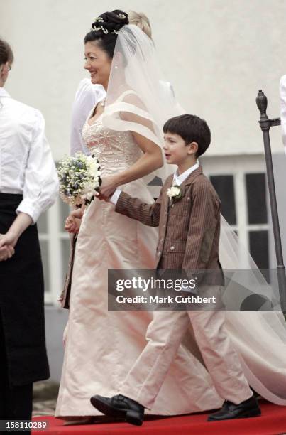 Prince'S Nikolai & Felix Of Denmark Attend The Wedding Of Princess Alexandra Of Denmark & Martin Jorgensen At Egede Church In Fakse Near Copengagen. .