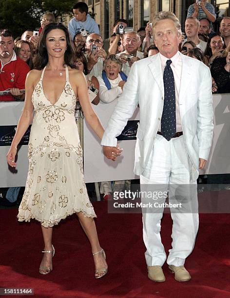 Michael Douglas & Catherine Zeta-Jones Attend A Gala Dinner During The All Star Golf Cup 2005 At Celtic Manor In Wales. .