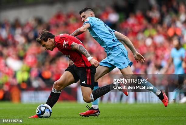 Dublin , Ireland - 6 August 2023; Victor Lindelöf of Manchester United in action against Oihan Sancet of Athletic Bilbao during the pre-season...