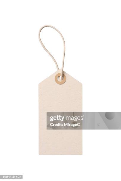 paper price label with rope isolated on white - label stock pictures, royalty-free photos & images