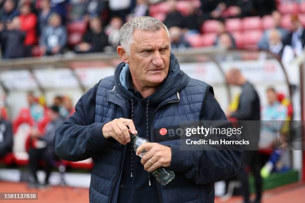 Sunderland head coachTony Mowbray during the Sky Bet Championship match between Sunderland and Ipswich Town at Stadium of Light on August 6, 2023 in...