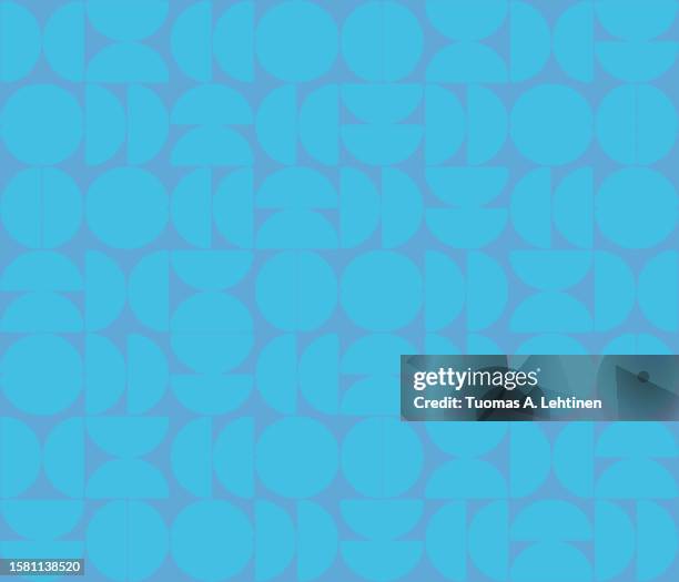 abstract seamless pattern made of bright light blue semicircles on blue background. - semi circle stock pictures, royalty-free photos & images