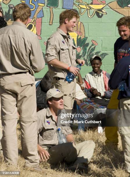 Prince Harry And The Household Cavalry In Lesotho To Rebuild A School As Part Of The Work Of His Charity Sentebale. He Also Took Part In A Football...