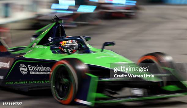 Nick Cassidy of Envision Racing Formula E Team takes a corner en route to winning the ABB FIA Formula E Championship - 2023 Hankook London E-Prix...