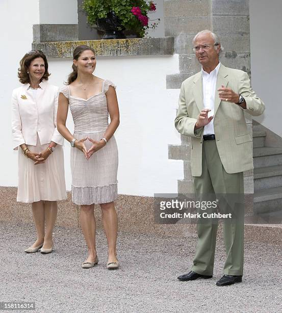 Queen Silvia And King Carl Gustaf Attend The Celebrations Of Their Daughter, Crown Princess Victoria Of Sweden'S 31St Birthday At Solliden, Near...