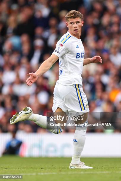 Charlie Cresswell of Leeds United during the Sky Bet Championship match between Leeds United and Cardiff City at Elland Road on August 6, 2023 in...