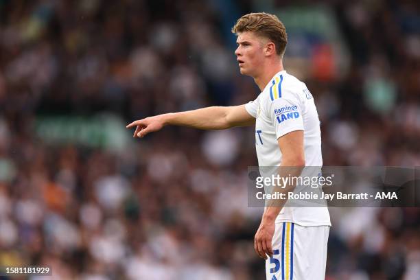 Charlie Cresswell of Leeds United during the Sky Bet Championship match between Leeds United and Cardiff City at Elland Road on August 6, 2023 in...