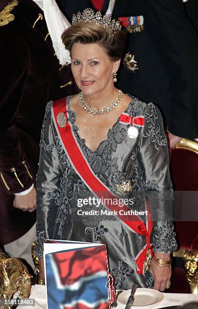 King Harald, Queen Sonja, Crown Prince Haakon & Crown Princess Mette-Marit Of Norway Visit The United Kingdom.Banquet At London'S Guildhall, Attended...