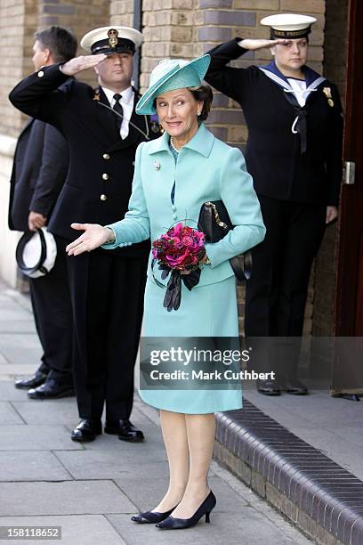 King Harald, Queen Sonja, Crown Prince Haakon & Crown Princess Mette-Marit Of Norway Visit The United Kingdom.Lunch On The Royal Yacht Norge. .