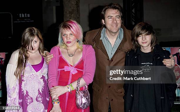 Jonathan Ross And Children Honey Kinny, Betty Kitten And Harvey Kirby Arriving For The Premiere Of The Boat That Rocked At The Odeon Leicester...