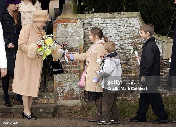 Queen Elizabeth Attends The Christmas Day Service At Sandringham Church. .