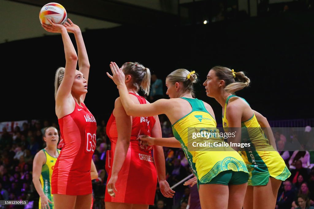 Helen Housby of England in action during the Netball World Cup 2025