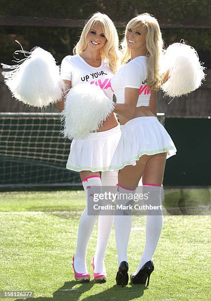 Glamour Model Rhian Sugden And Big Brother Winner Sophie Reade Launch Binocular Football In London.