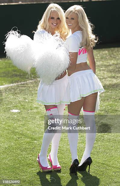 Glamour Model Rhian Sugden And Big Brother Winner Sophie Reade Launch Binocular Football In London.