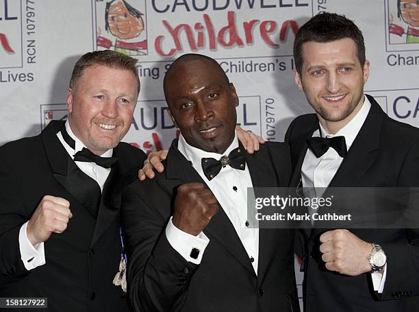 Steve Collins, Nigel Benn And Carl Froch Arrive At The Caudwell Children Butterfly Ball At Battersea Evolution, London.