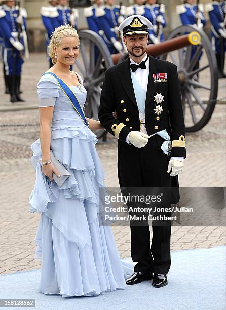 Princess Mette Marit And Prince Haakon Of Norway At The Wedding Of Crown Princess Victoria Of Sweden And Daniel Westling At Stockholm Cathedral.