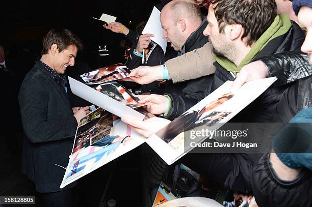 Tom Cruise attends the world premiere of "Jack Reacher" at The Odeon Leicester Square on December 10, 2012 in London, England.