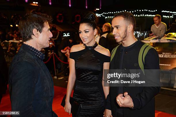 Tom Cruise, Nicole Scherzinger and Lewis Hamilton attend the world premiere of "Jack Reacher" at The Odeon Leicester Square on December 10, 2012 in...