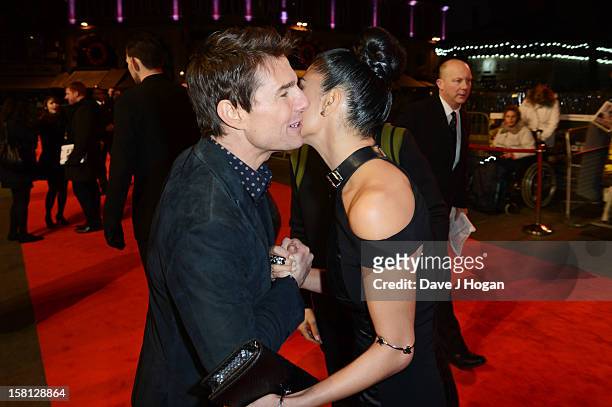 Tom Cruise and Nicole Scherzinger attend the world premiere of "Jack Reacher" at The Odeon Leicester Square on December 10, 2012 in London, England.