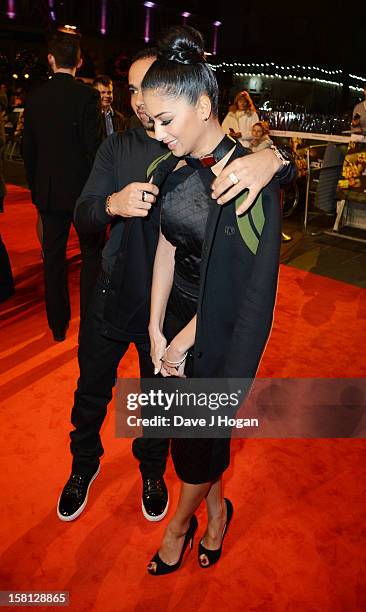 Nicole Scherzinger and Lewis Hamilton attend the world premiere of "Jack Reacher" at The Odeon Leicester Square on December 10, 2012 in London,...