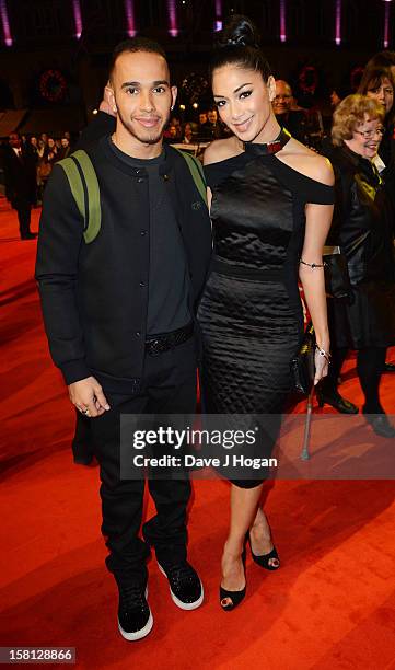 Nicole Scherzinger and Lewis Hamilton attend the world premiere of "Jack Reacher" at The Odeon Leicester Square on December 10, 2012 in London,...