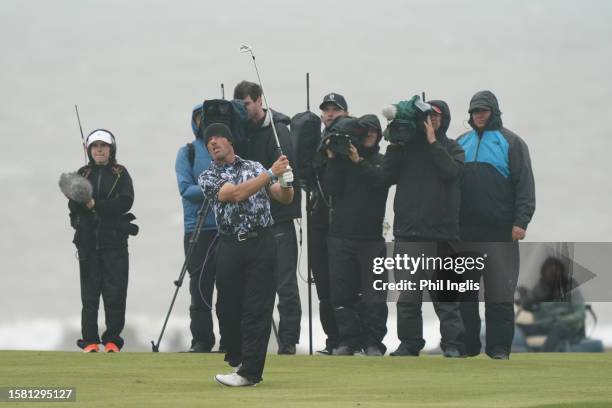 Alexander Cjeka of Germany in action during Day Four of The Senior Open Presented by Rolex at Royal Porthcawl Golf Club on July 30, 2023 in Bridgend,...