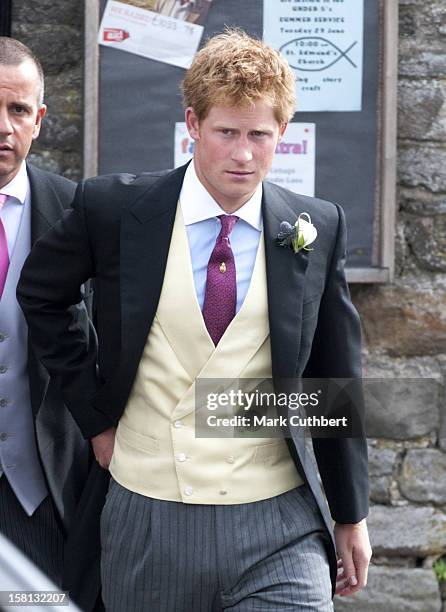 Prince Harry At The Wedding Of Mark Dyer And Amanda Kline At St Edmund'S Church, Crickhowell, Powys In Wales.