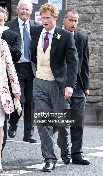 Prince Harry At The Wedding Of Mark Dyer And Amanda Kline At St Edmund'S Church, Crickhowell, Powys In Wales.