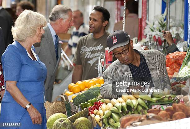 Prince Charles, The Prince Of Wales, And The Camilla, The Duchess Of Cornwall During A Visit To Brixton Market, In Brixton, South London.