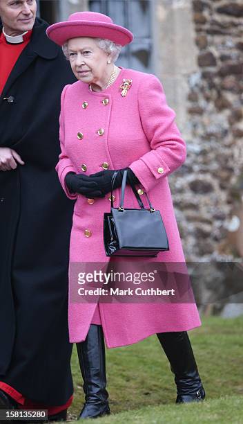 Queen Elizabeth Ii And Duke Of Edinburgh Attend The Sunday Service At West Newton Church, Near Sandringham, Norfolk.The Queen Is Marking Today'S...