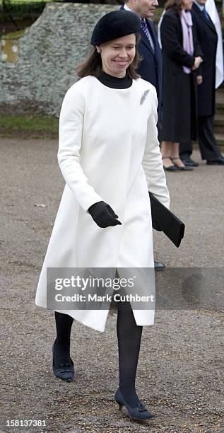 The Queen And Members Of The Royal Family Attend The Morning Service On Christmas Day At Sandringham Church.Lady Sarah Chatto Attends.