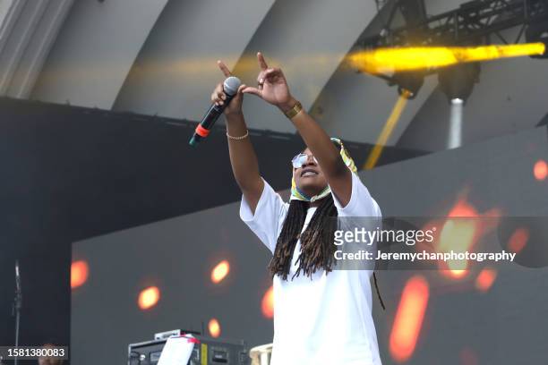 Koffee performs during Toronto's Festival Of Beer at Bandshell Park on July 30, 2023 in Toronto, Ontario.