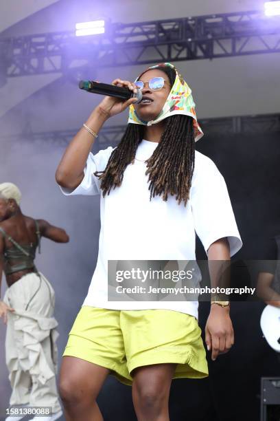 Koffee performs during Toronto's Festival Of Beer at Bandshell Park on July 30, 2023 in Toronto, Ontario.
