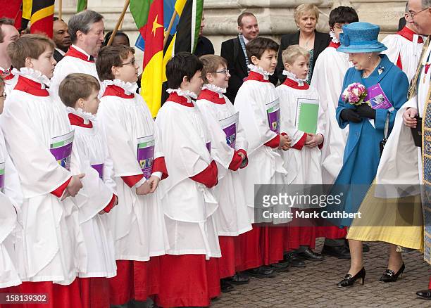 Queen Elizabeth Ii At Westminster Abbey For The Annual Commonwealth Day Observance Service.