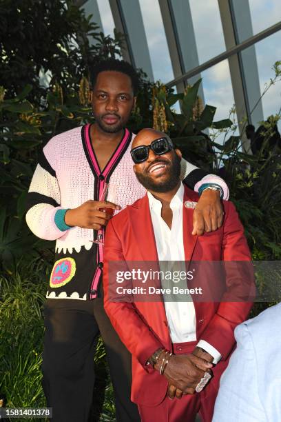 Gordon Egwu aka G FrSH and Founder Of GRM Daily Posty aka Koby Hagan attend the 2023 GRM Gala at Sky Garden on August 6, 2023 in London, England.