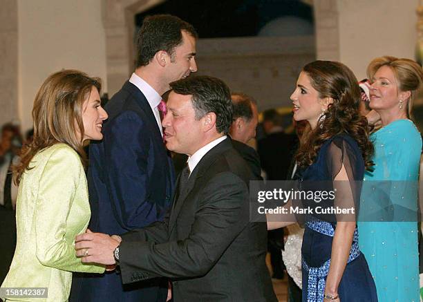 Crown Prince Felipe & Crown Princess Letizia Of Spain, King Abdullah, Queen Rania & Queen Noor At The Wedding Celebrations Of Crown Prince Hamzah Bin...