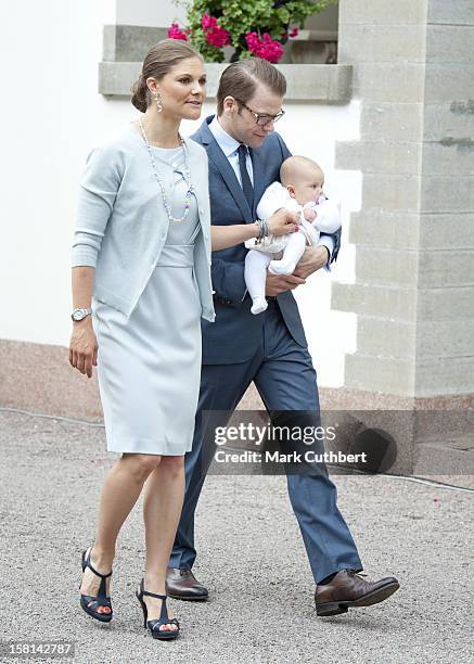 Princess Victoria Of Sweden And Prince Daniel Of Sweden With Their Daughter Princess Estelle Of Sweden At Birthday Celebrations For Victorias 35Th...