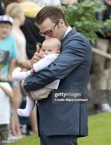 Prince Daniel Of Sweden With His Daughter Princess Estelle Of Sweden At Birthday Celebrations For Victorias 35Th Birthday At Solliden In Borgholm,...