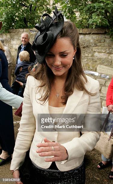 Kate Middleton, Prince William'S Girlfriend Arrives At The Society Wedding Of Hugh Van Cutsem Junior To Rose Astor At Burford Parish Church In...
